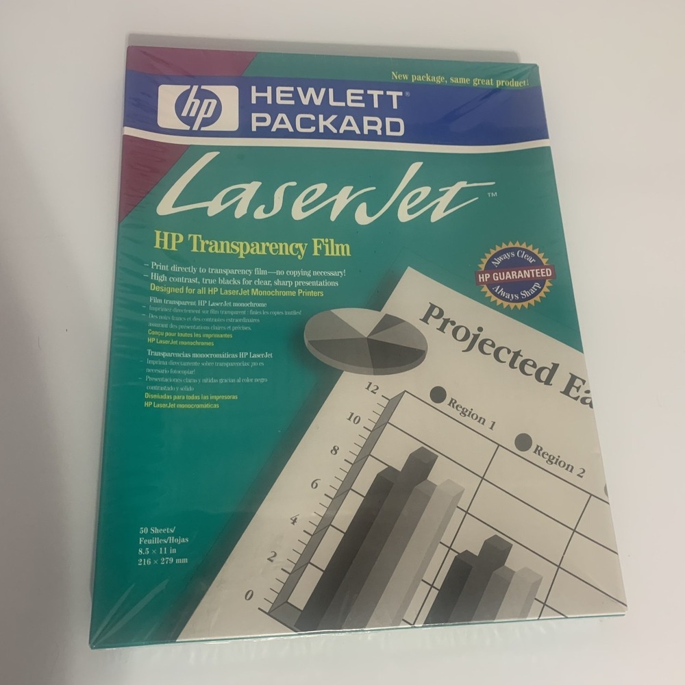 HP‎ LaserJet Monochrome Transparency Film 50 Sheets 8.5x11 92296T New